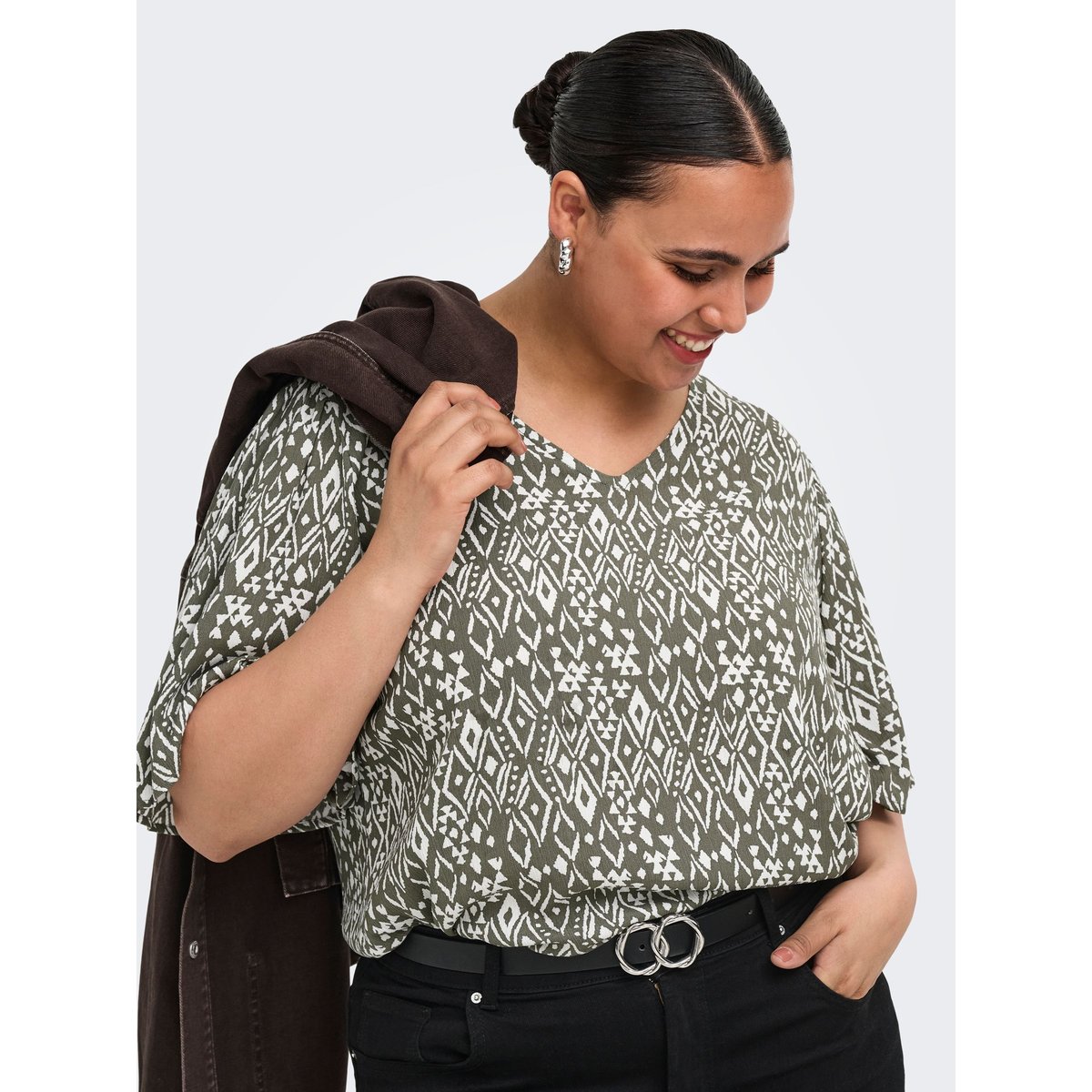 Blouse verte - smokey olive 1, ONLY CARMAKOMA