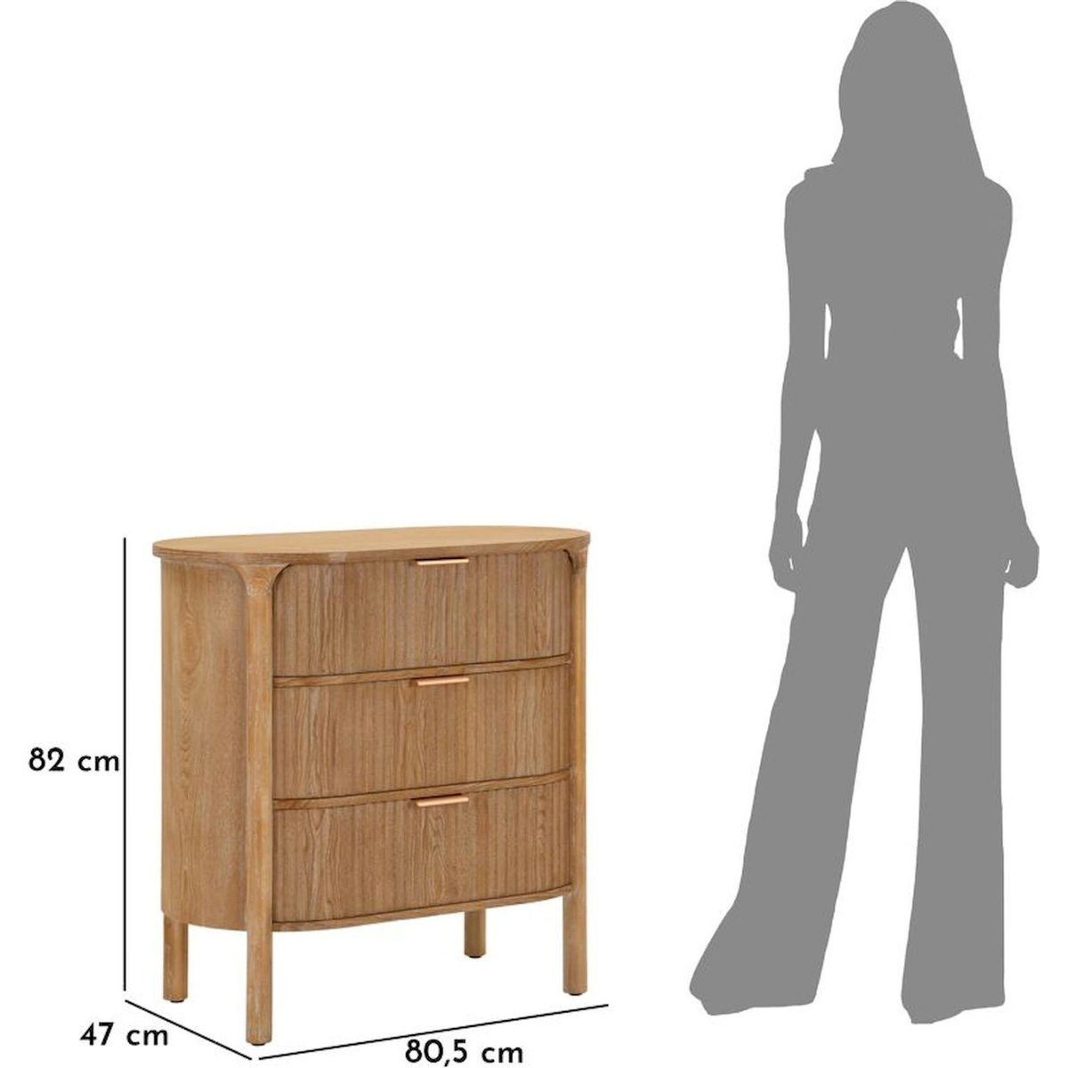 Commode 3 tiroirs en sapin et fer MODERN bois naturel, RECOLLECTION