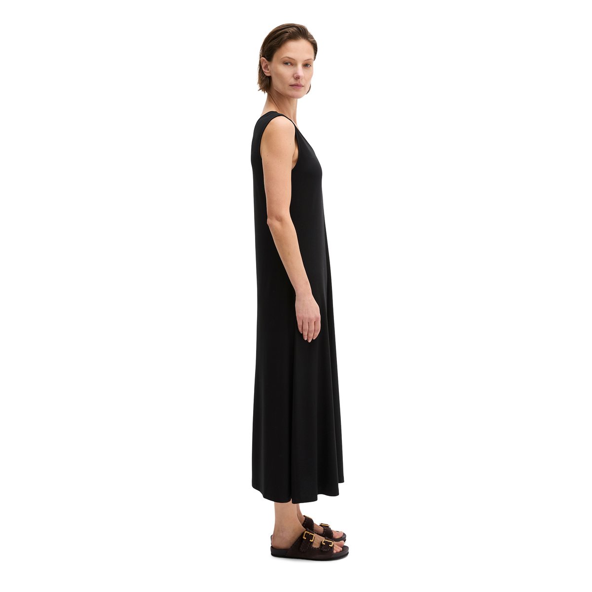 Robe en jersey à col en V shaped en LENZING™ ECOVERO™ noir, MARC O'POLO