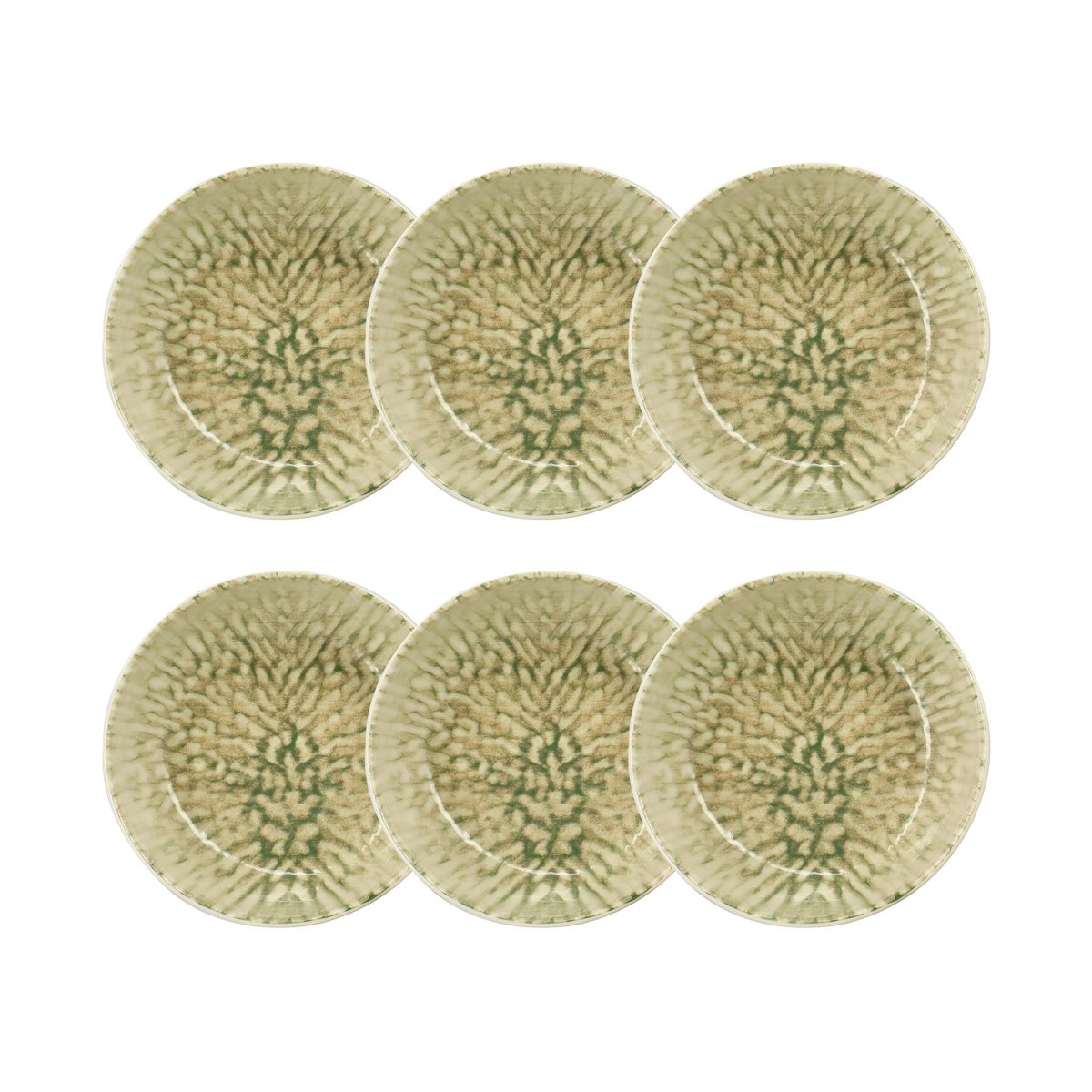 Lot de 6 coupelles en grès 16,5cm, JADE beige-vert, NOVASTYL
