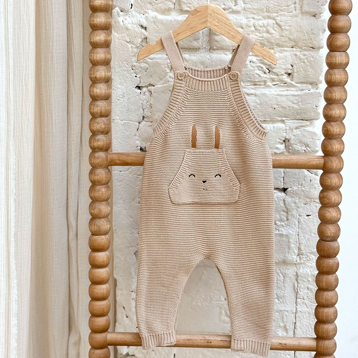 Salopette bébé en tricot Hello Baby sable, PETIT BEGUIN
