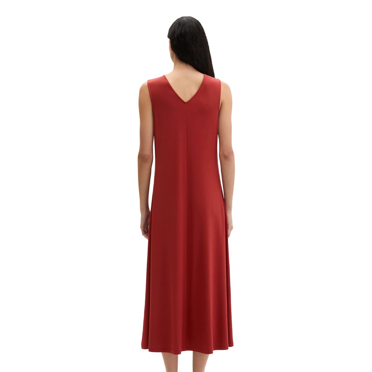 Robe en jersey à col en V shaped en LENZING™ ECOVERO™ dunkelrot, MARC O'POLO