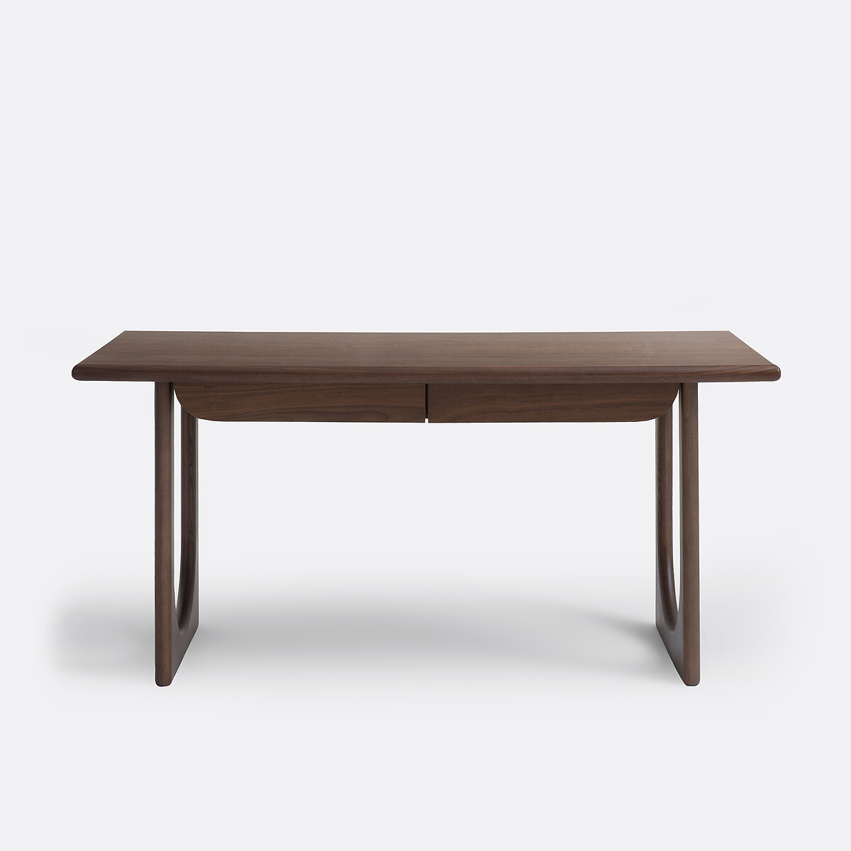 Bureau XL en frêne massif et plaqué noyer, 2 tiroirs, DOUVE noyer, LA REDOUTE INTERIEURS