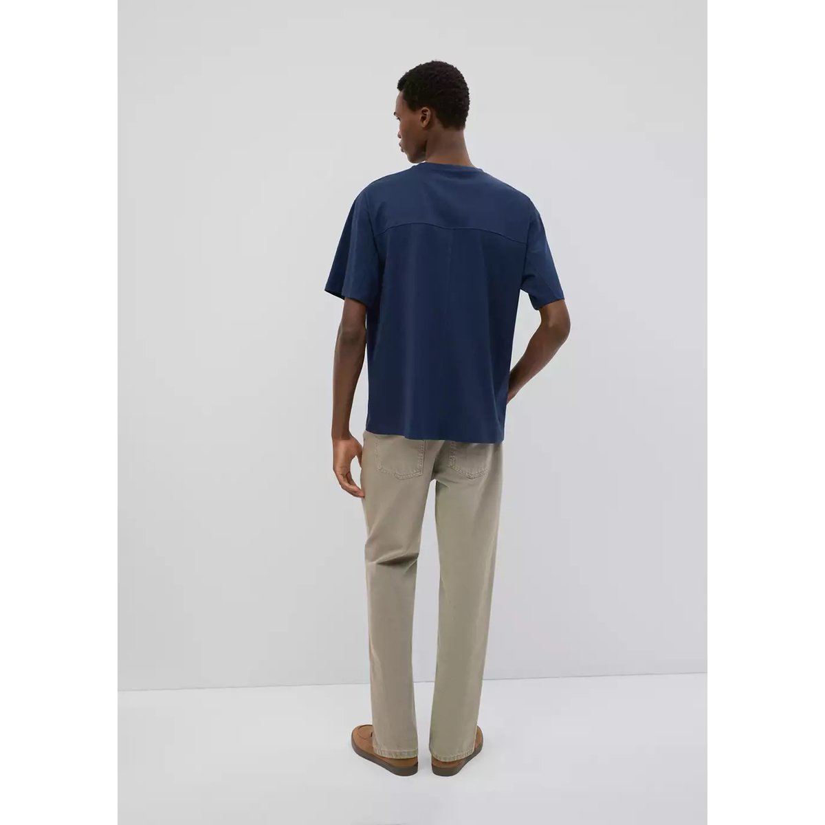T-shirt coton détail coutures bleu marine, MANGO TEEN