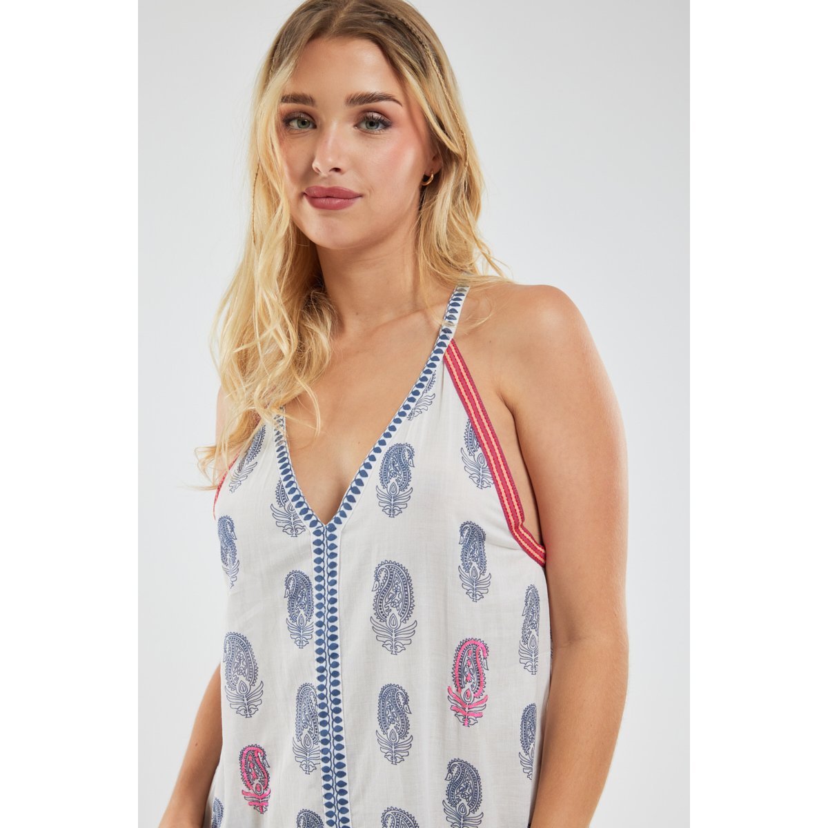 Robe longue à bretelles en coton PLUMES plumes cachemire, ARMOR-LUX