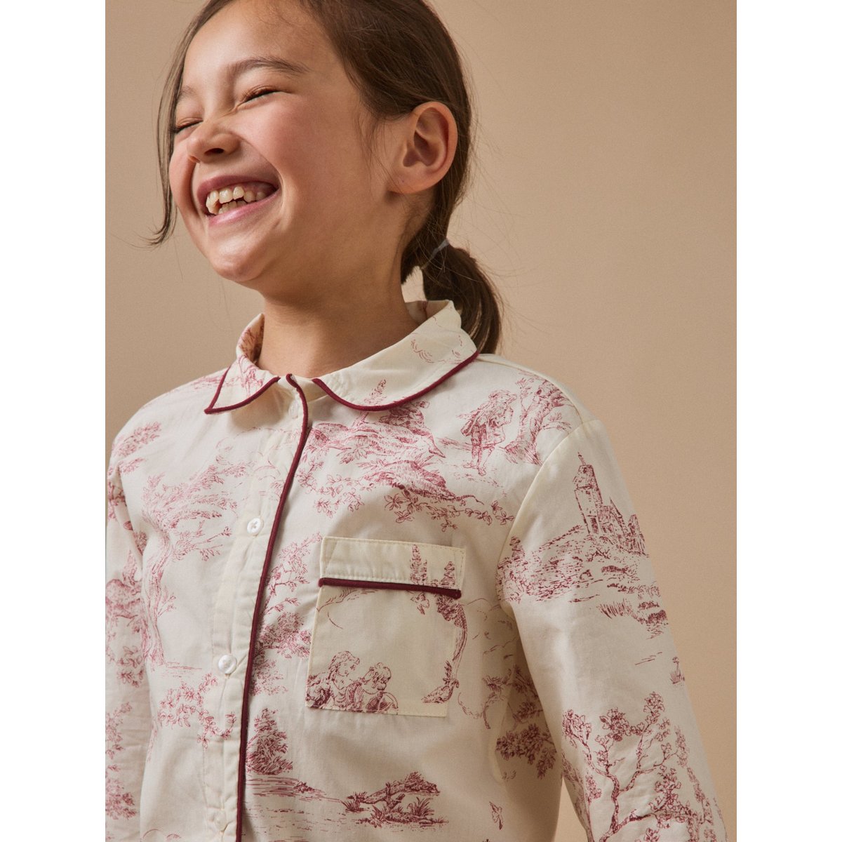 Pyjama esprit toile de Jouy jouy bordeaux, CYRILLUS