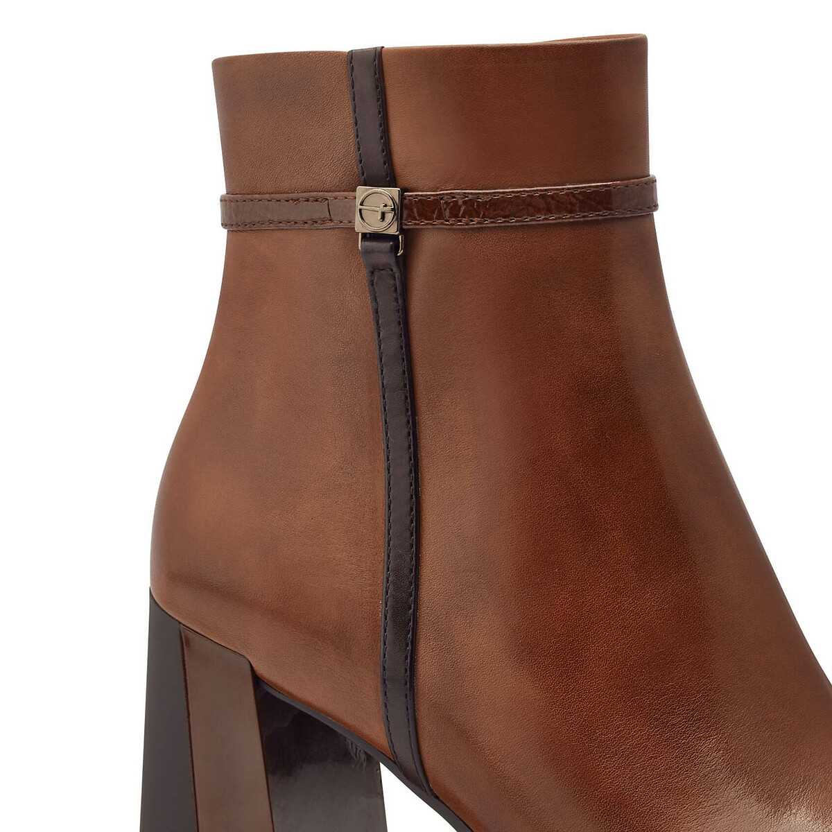 Leather Pointed Ankle Boots with Heel brown, TAMARIS