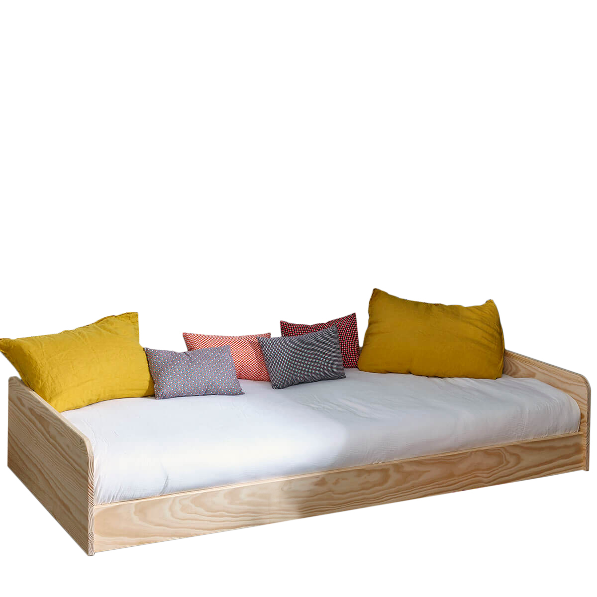 Lit Montessori avec barrière Bois massif  HARPE bois naturel, AKITEN RETAIL