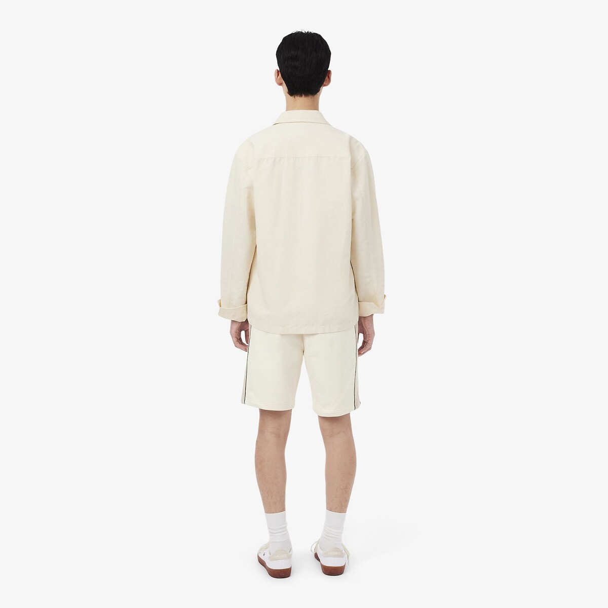 Short regular fit en molleton color-block beige, LACOSTE