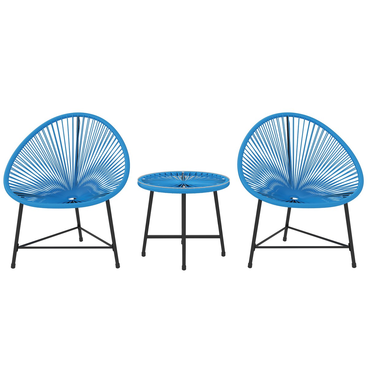 Ensemble de bistro en rotin Acier Bleu bleu, OUTSUNNY