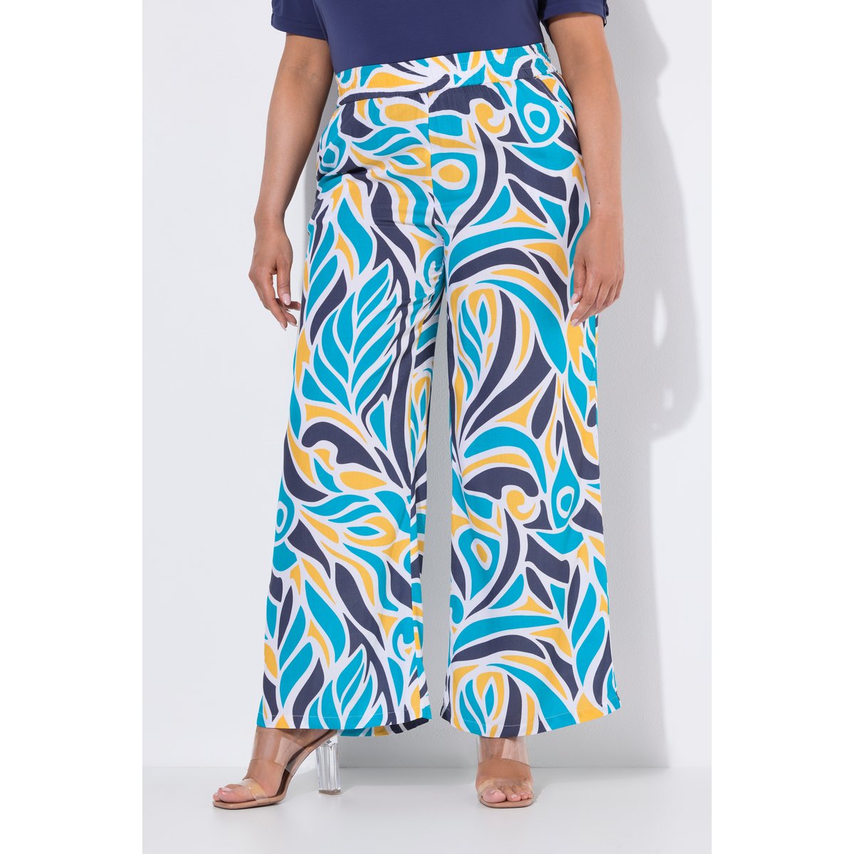 Pantalon large à ceinture élastique aqua turquoise, ULLA POPKEN
