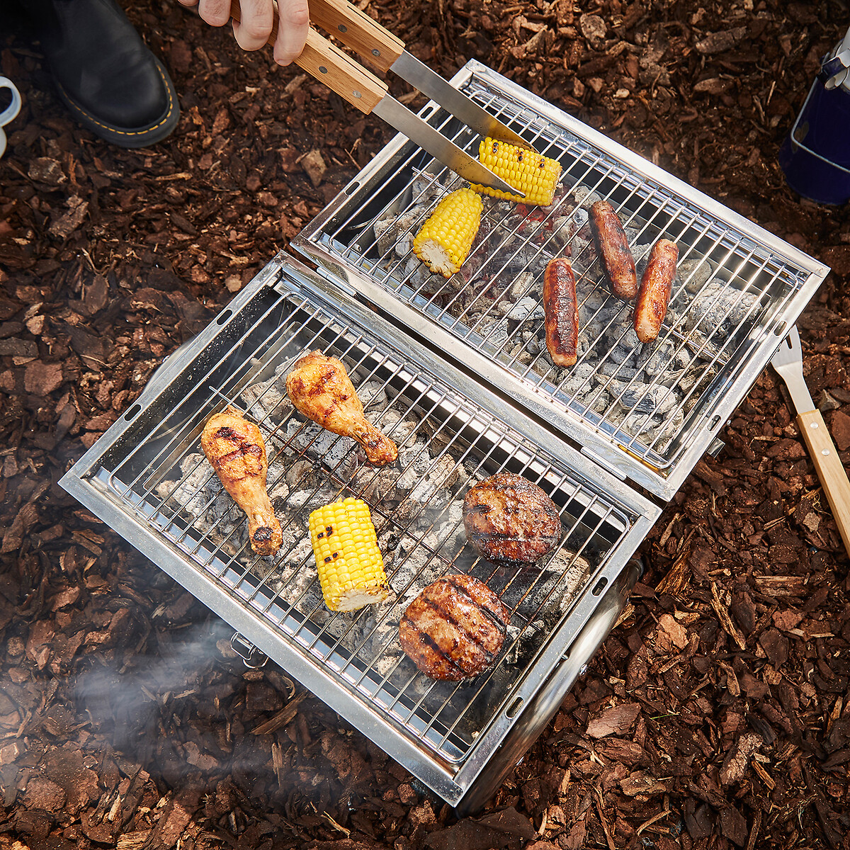 Portable Barrel Grill silver-coloured, TOWER