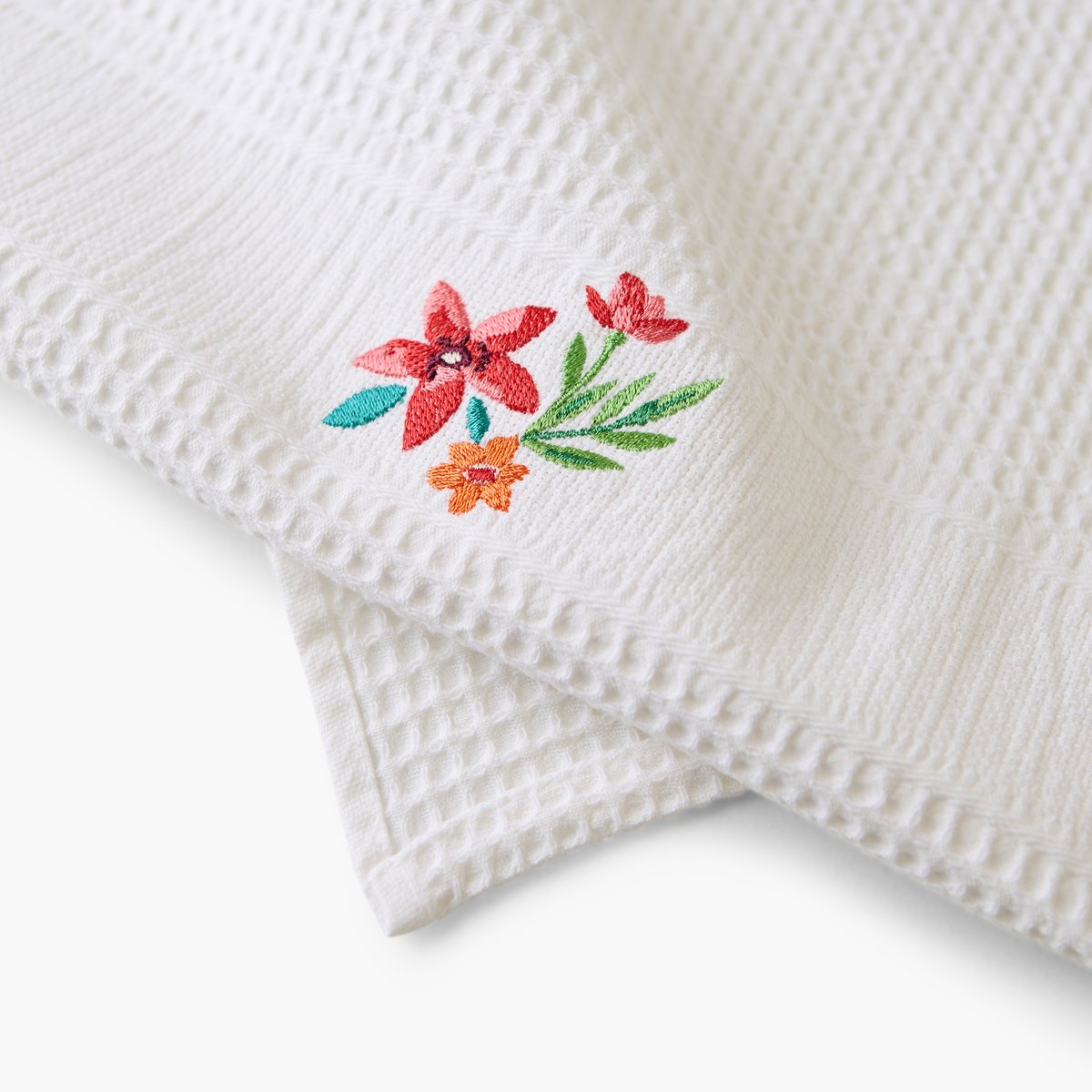 Torchon de cuisine coton PISTIL blanc, CARRE BLANC