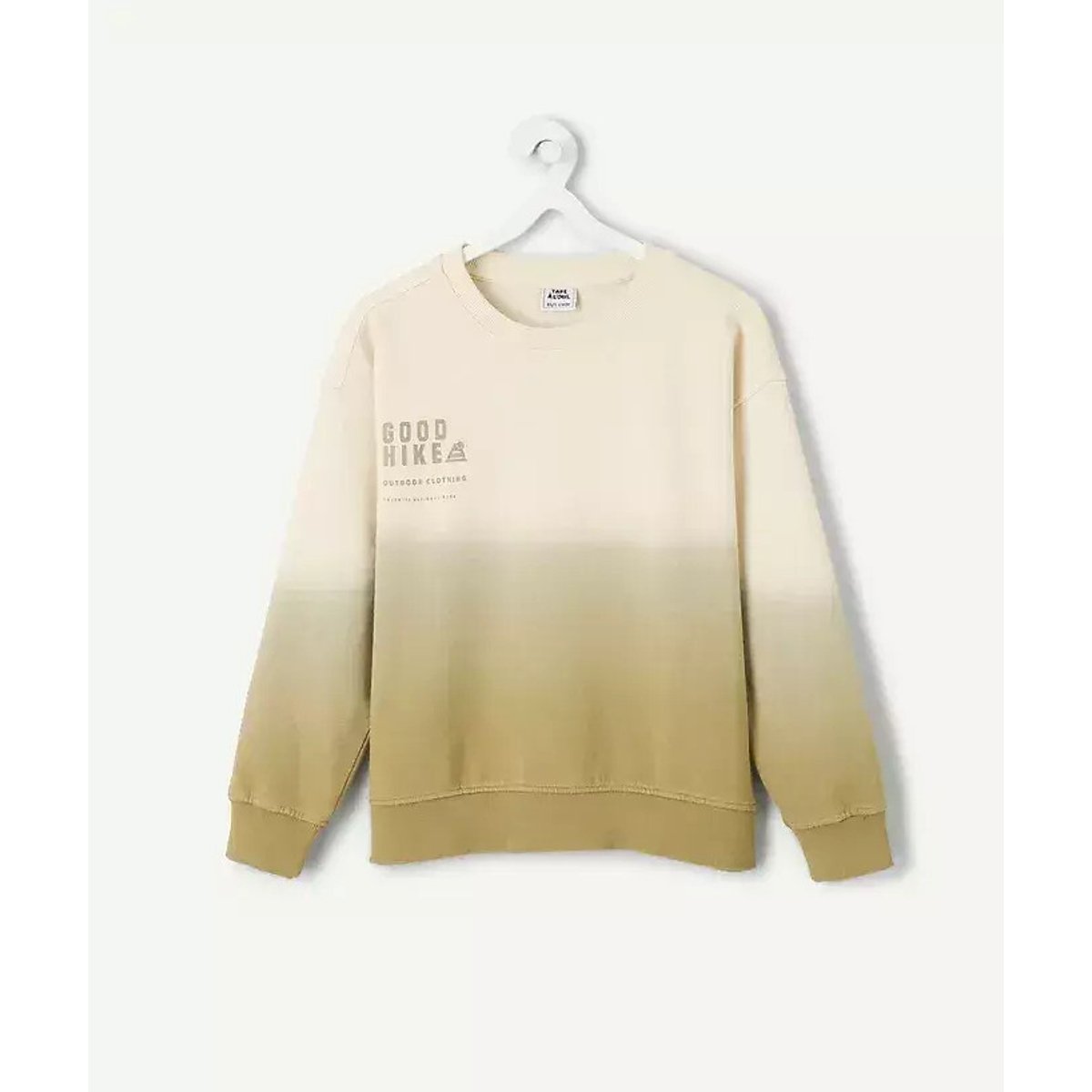 Rundhals-Sweatshirt aus Molton mit Tie-Dye-Effekt khaki/ecru, TAPE A L'OEIL