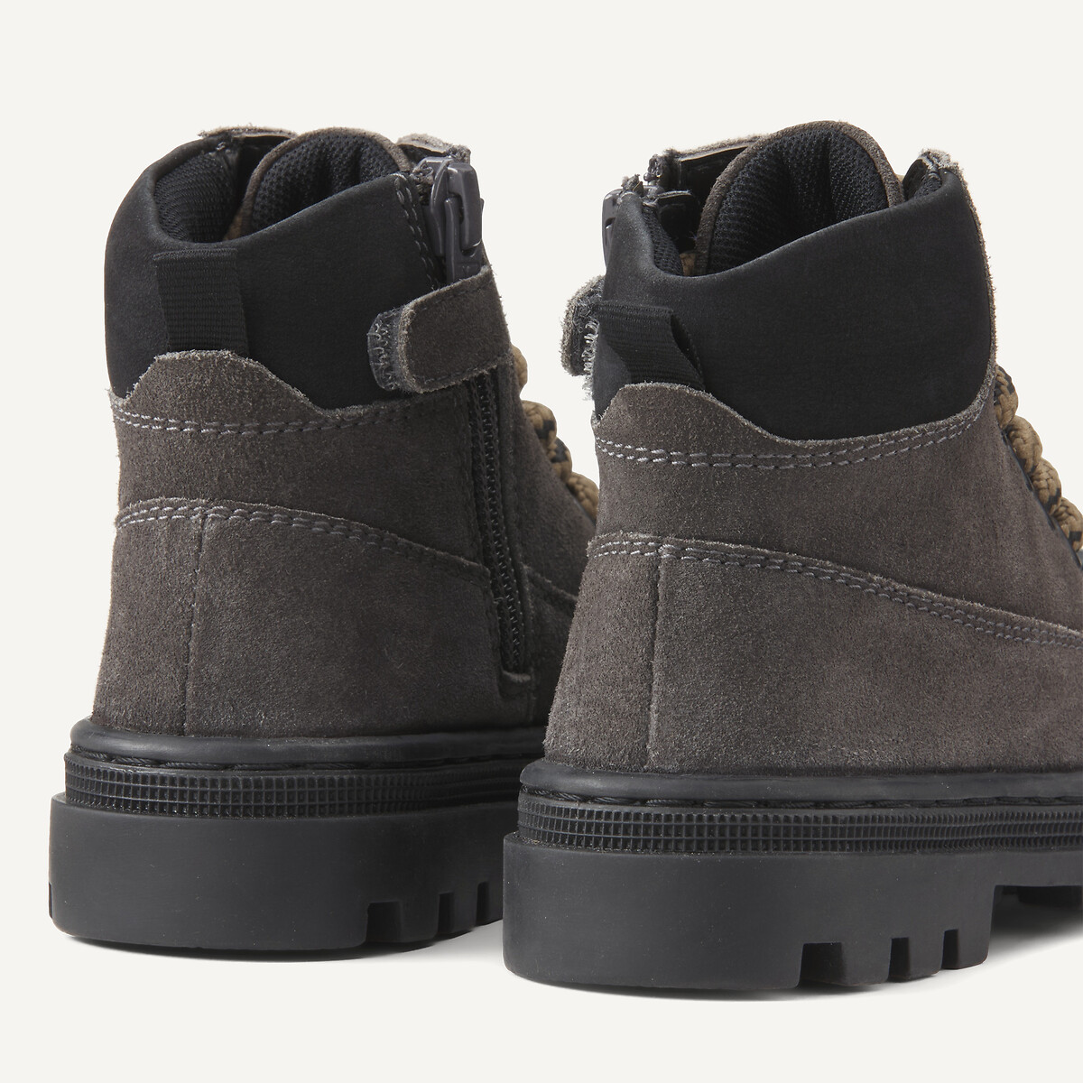 Stivaletti con lacci in pelle grigio, LA REDOUTE COLLECTIONS