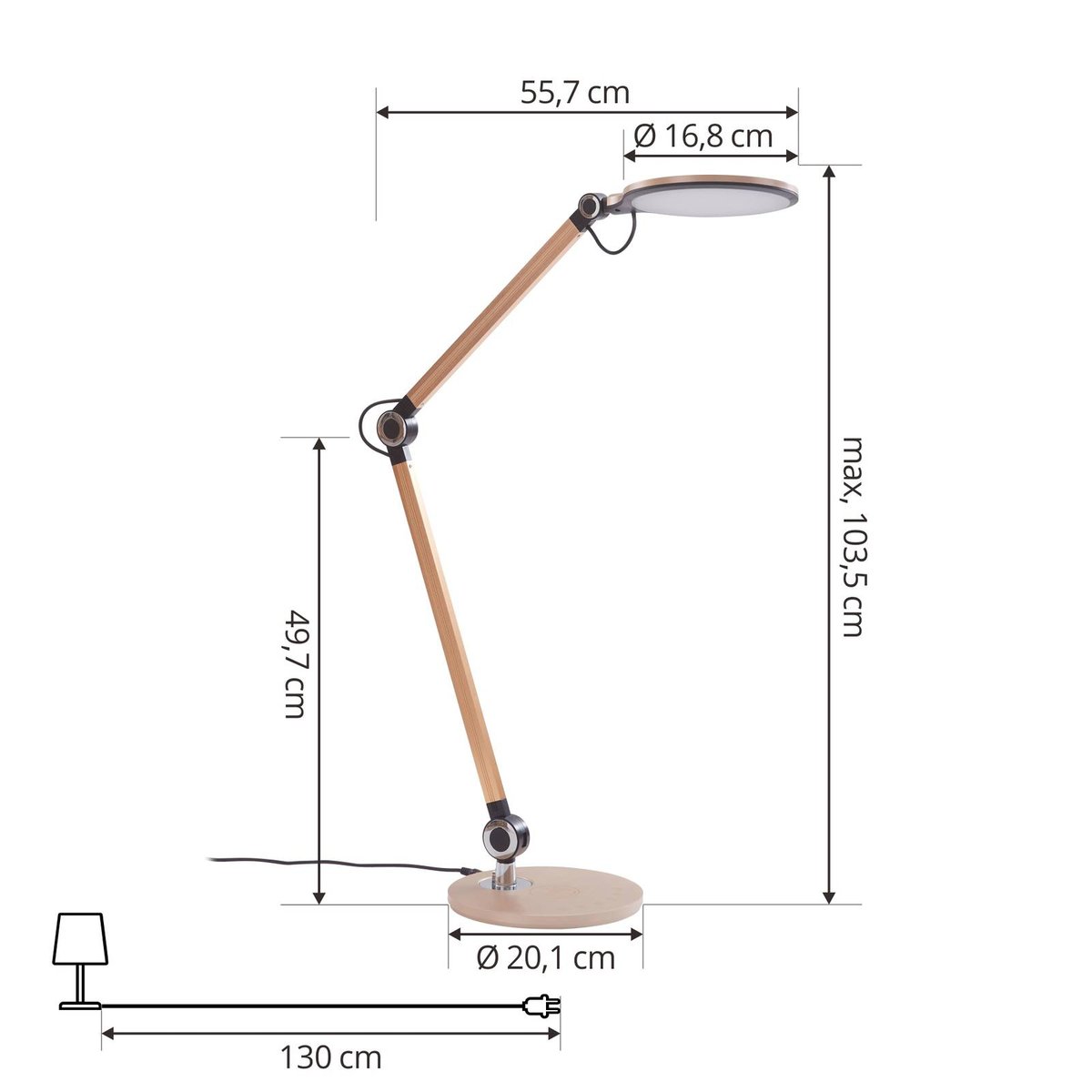 Lampe à poser moderneLED, Nyxaris or brossé, LINDBY