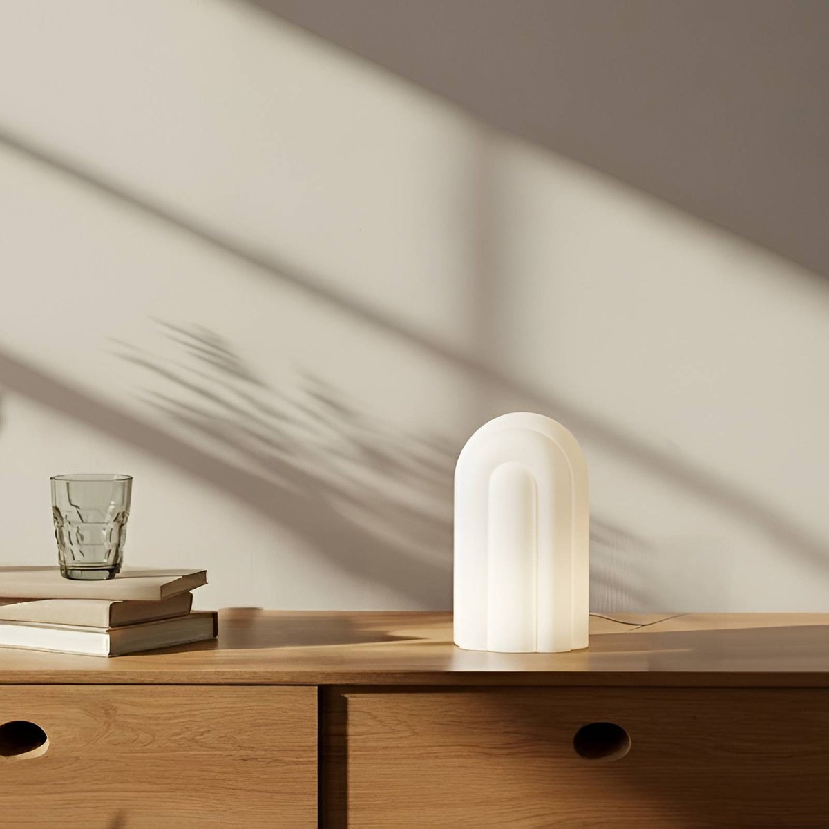 Lampe à poser en verre moderneLED, Lunja blanc, LUCANDE