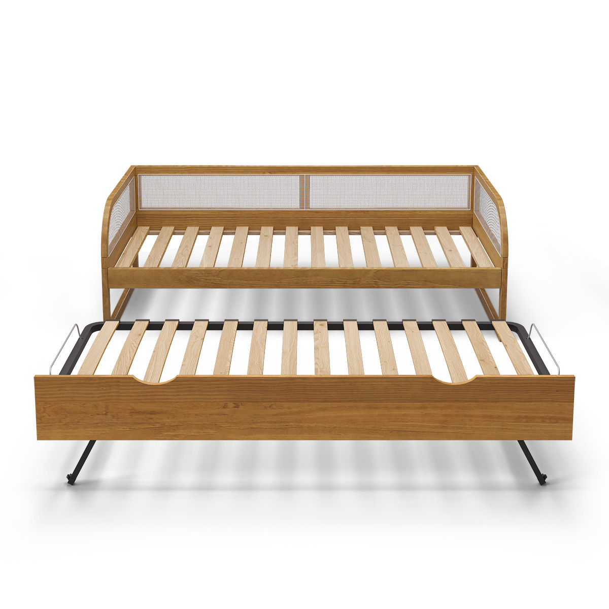 Pack lit enfant gigogne avec matelas Bois massif  LAYA noisette, AKITEN RETAIL