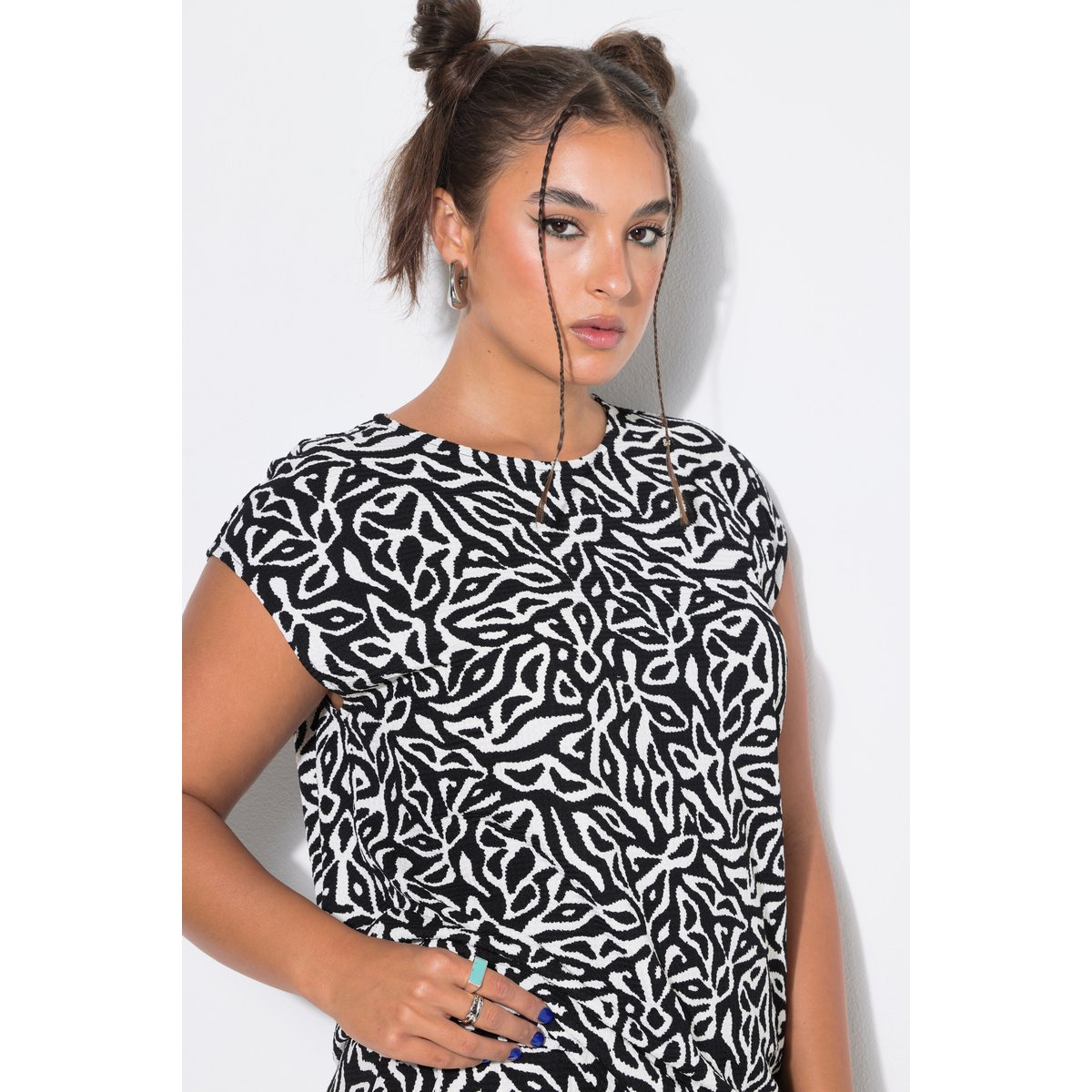 T-shirt, coupe oversize, effet texturé noir, STUDIO UNTOLD
