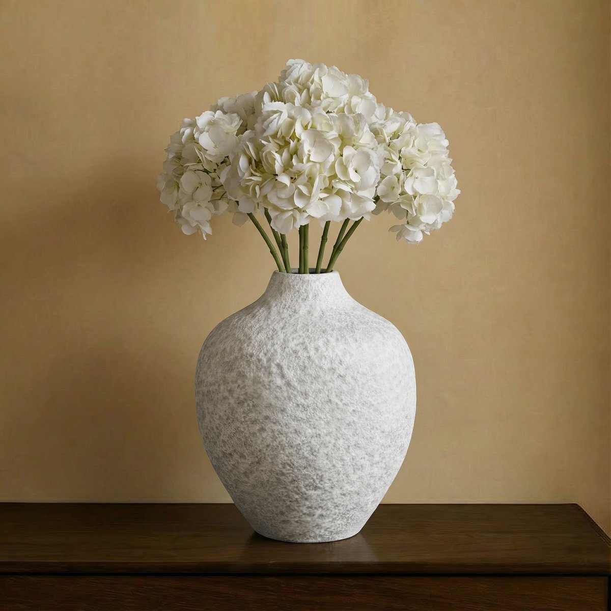 Vase décoratif en céramique artisanale H36 STONE blanc, SIA DECO