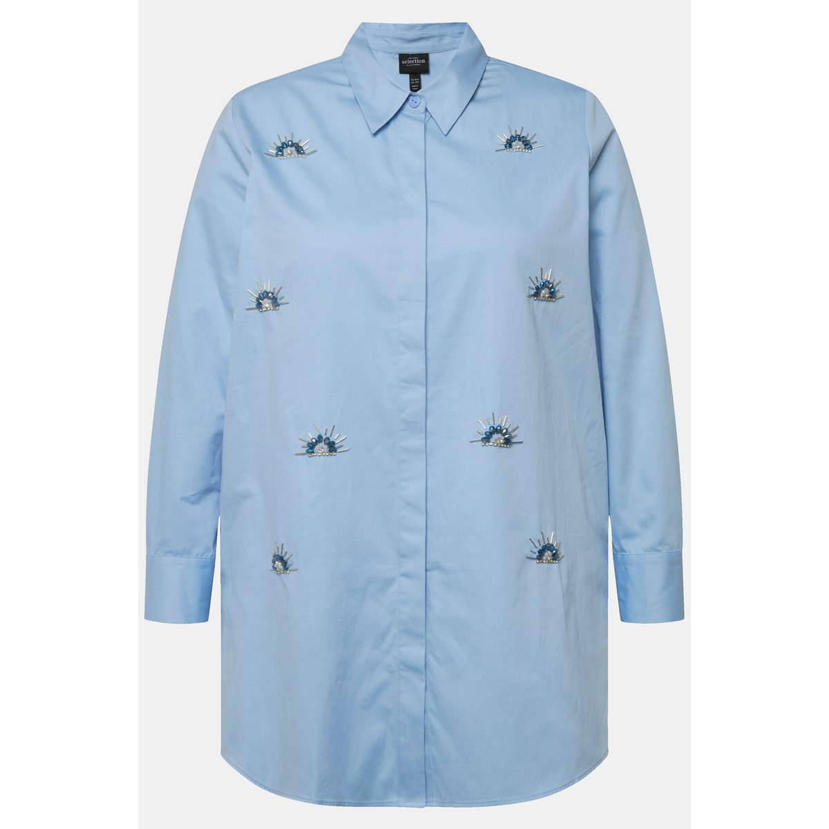 Chemisier avec broderies et perles bleu clair, ULLA POPKEN
