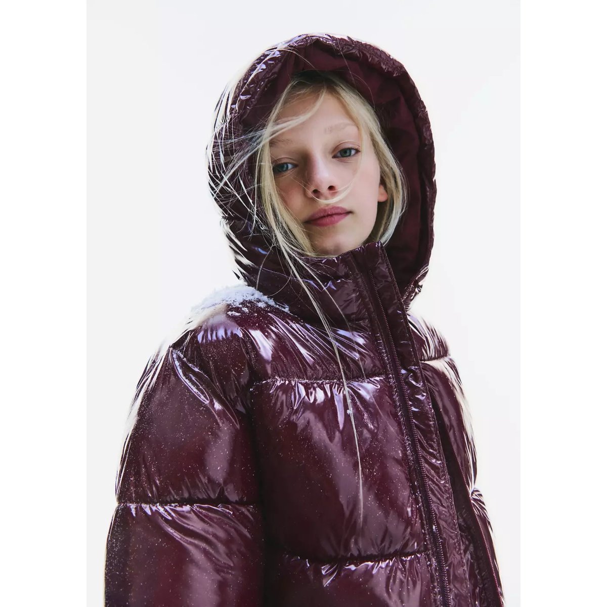 Anorak matelassé brillant grenat, MANGO KIDS