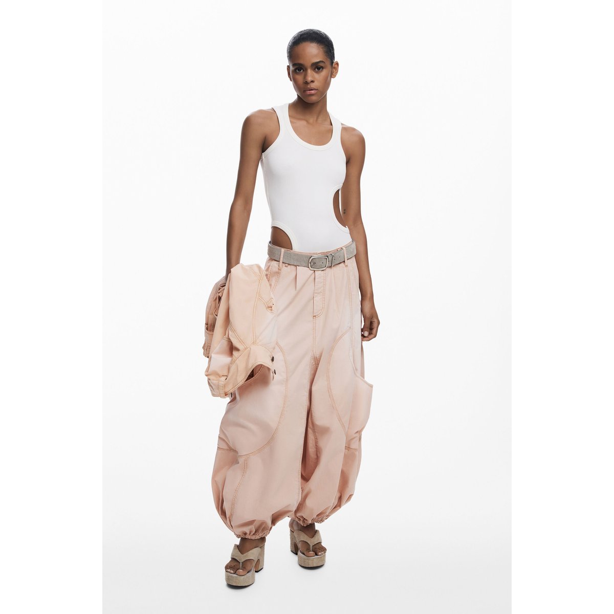 Pantalon cargo fluide rose, DESIGUAL