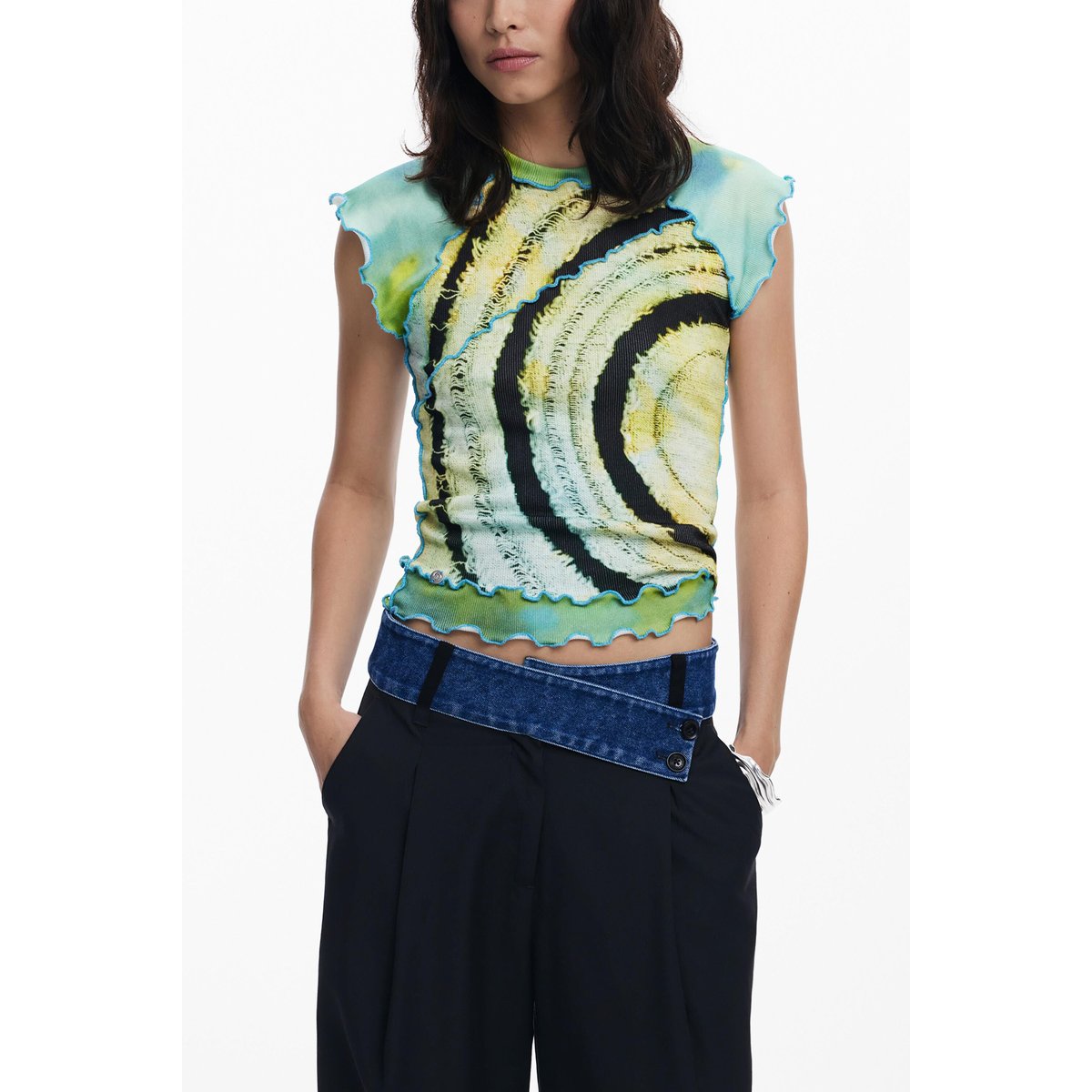 T-shirt à manches courtes avec cercles vert, DESIGUAL