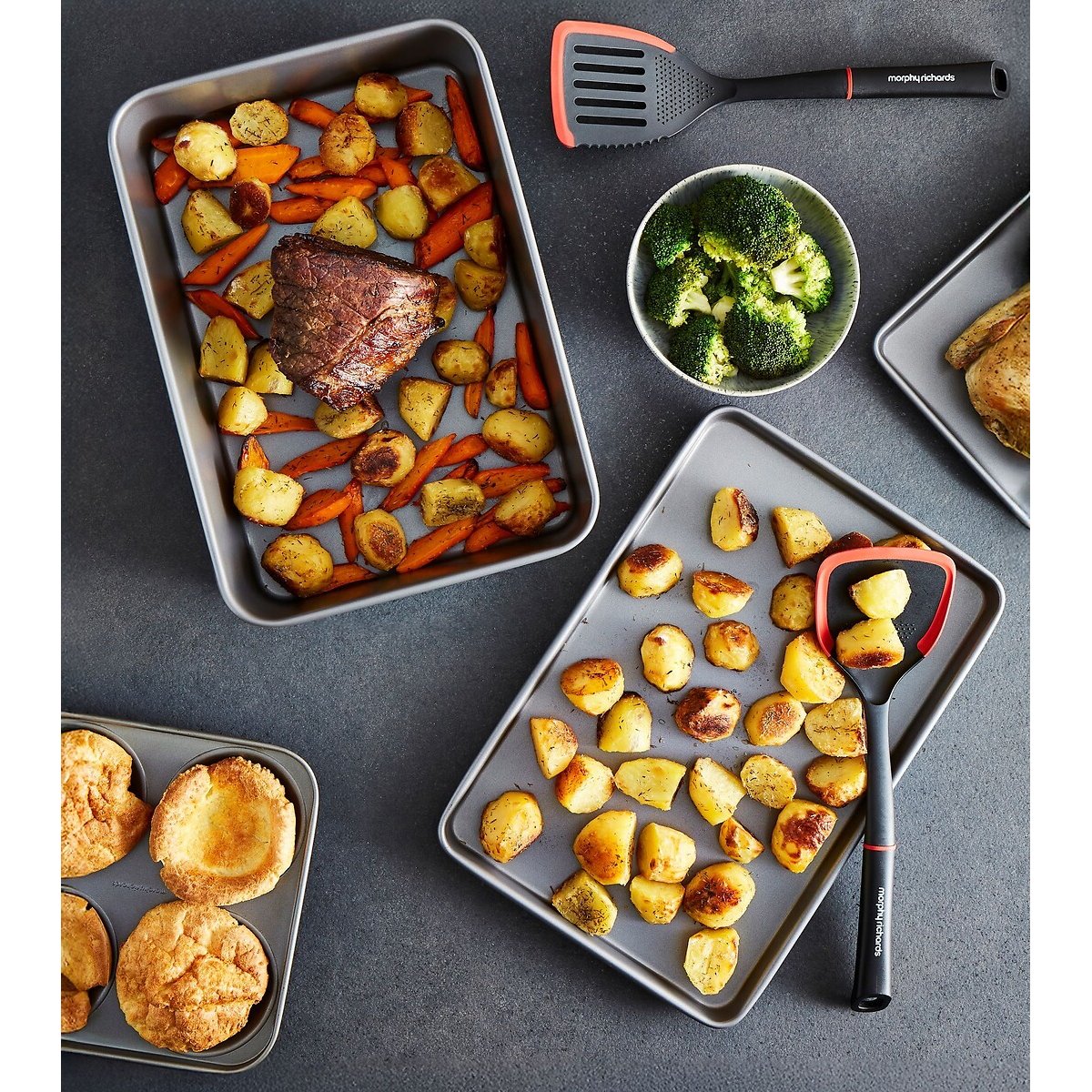2-Piece Oven & Roasting Tin Set grey, MORPHY RICHARDS