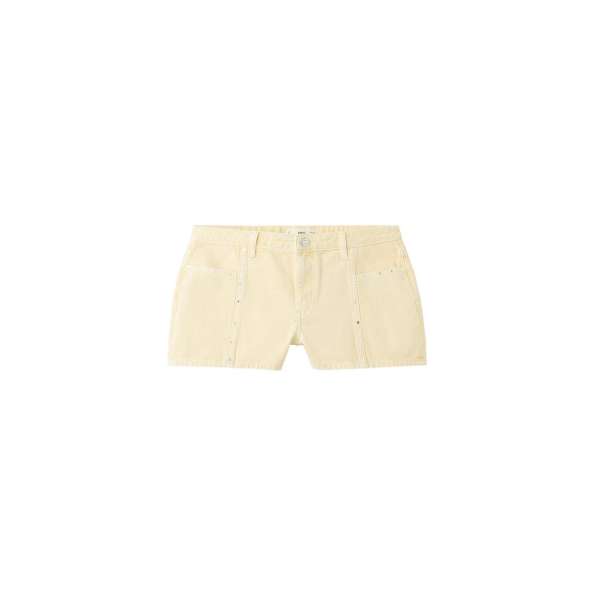Short en jean à clous jaune pastel, MANGO TEEN