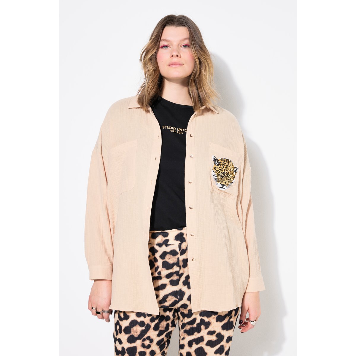 Blouse en mousseline oversize beige, STUDIO UNTOLD