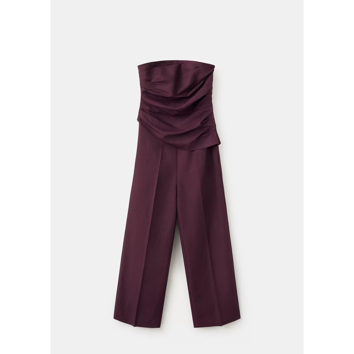 Combinaison en lin bustier lie de vin, MANGO