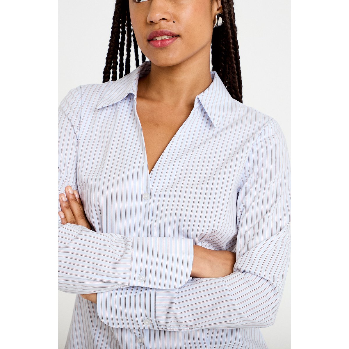 Chemise ajustée manches longues bleu, CACHE CACHE