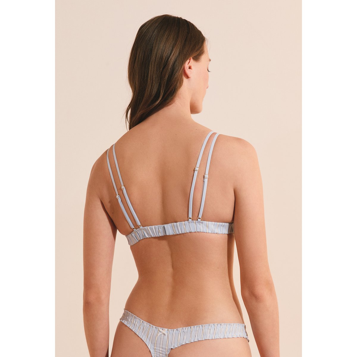 Soutien-gorge triangle en coton à rayures BENICIO DAY bleu ciel, ETAM