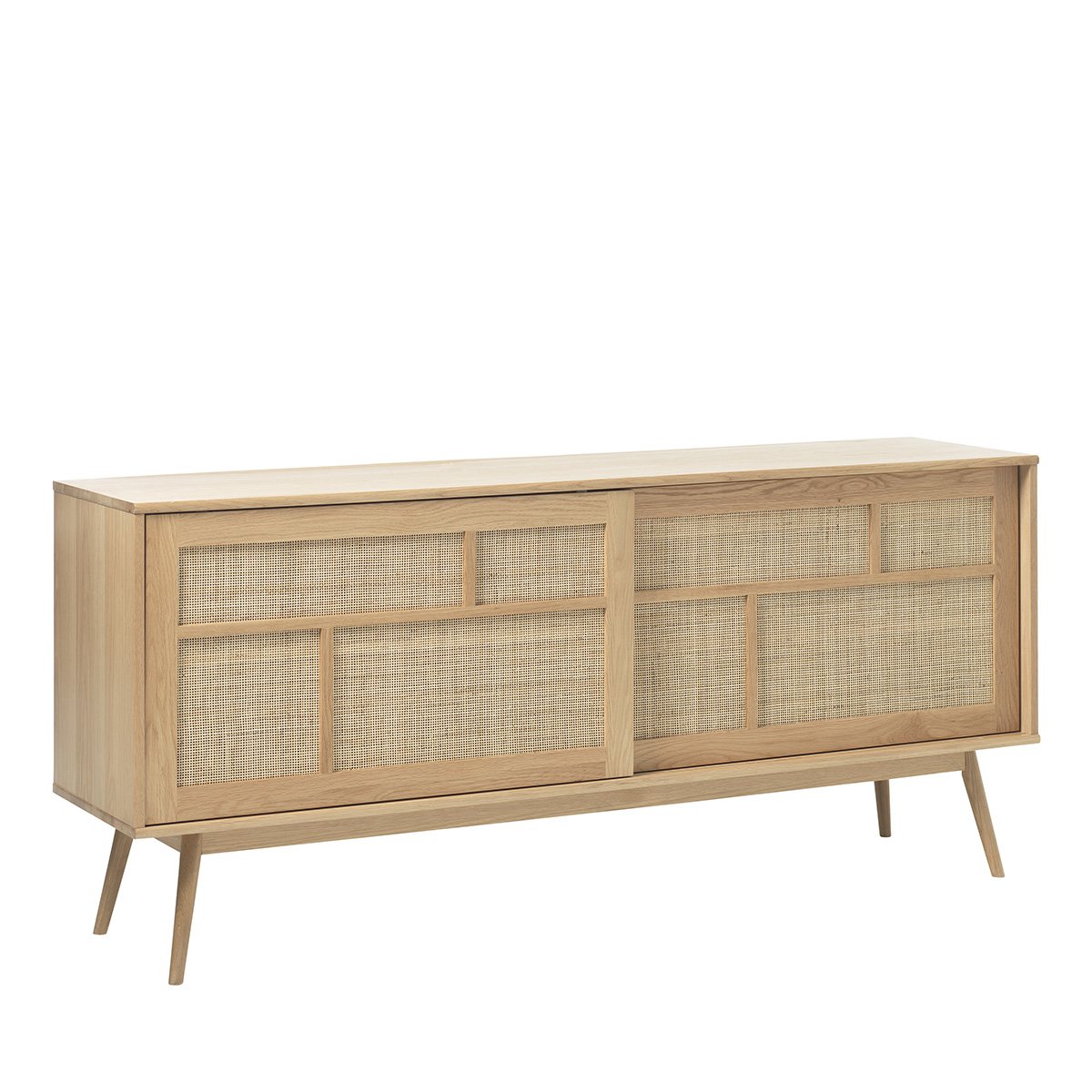Buffet 180 cm 2 portes - Bois et rotin - CAPRI naturel, MAISON AUBERTIN
