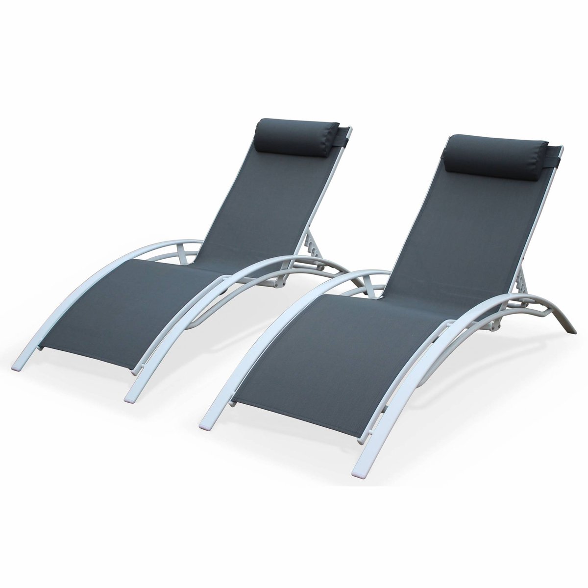 Bain de soleil aluminium multi positions (lot de 2) LOUISA blanc / gris, SWEEEK