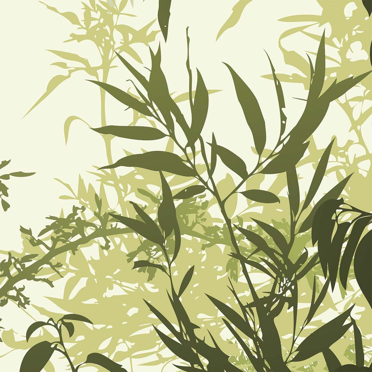 Papier peint panoramique feuilles sous bois tropical intissé, HEXOA