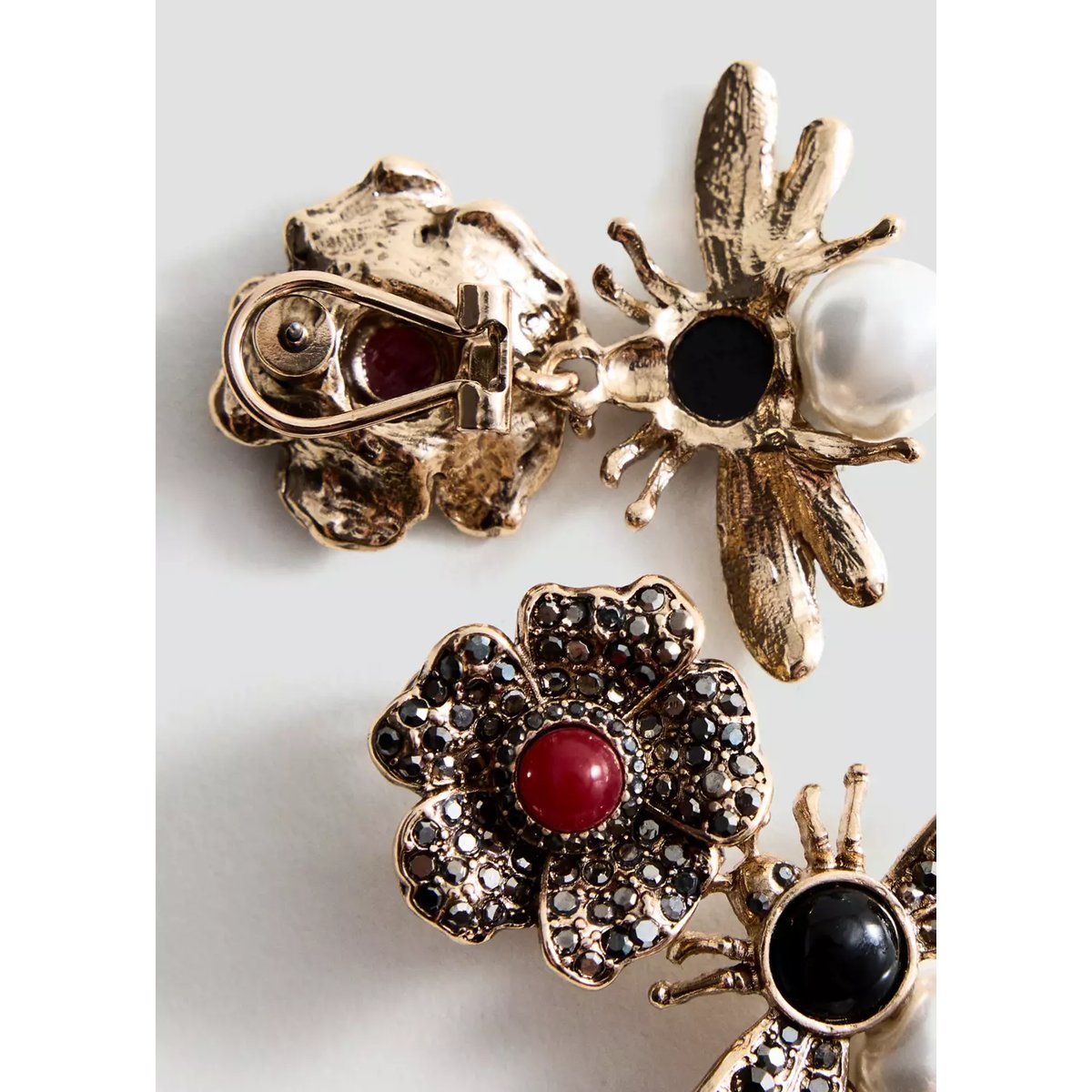 Boucles d'oreilles pendantes cristaux or, MANGO