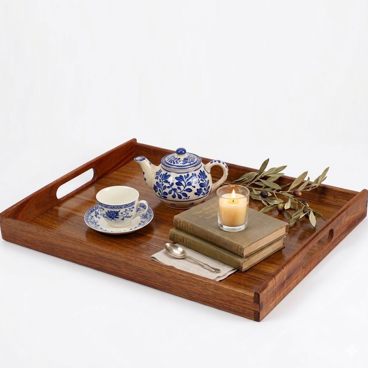 Plateau de service en bois d'acacia 40x30x4.5cm bois, WADIGA