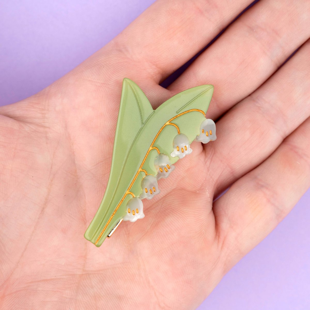 Barrette MUGUET vert et blanc, COUCOU SUZETTE