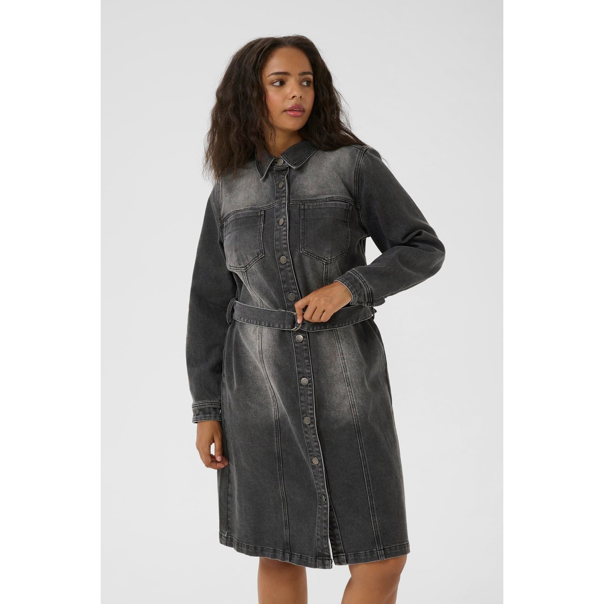 Robe en jean gris medium grey denim, KAFFE CURVE