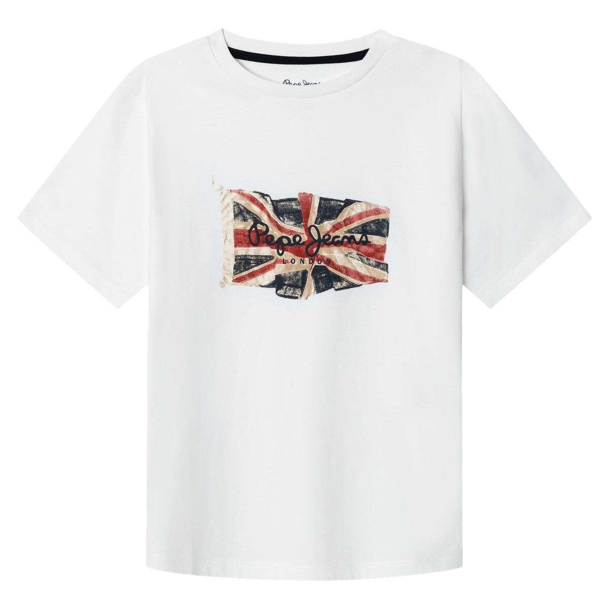T-Shirt Union Jack Coupe Regular blanc, PEPE JEANS