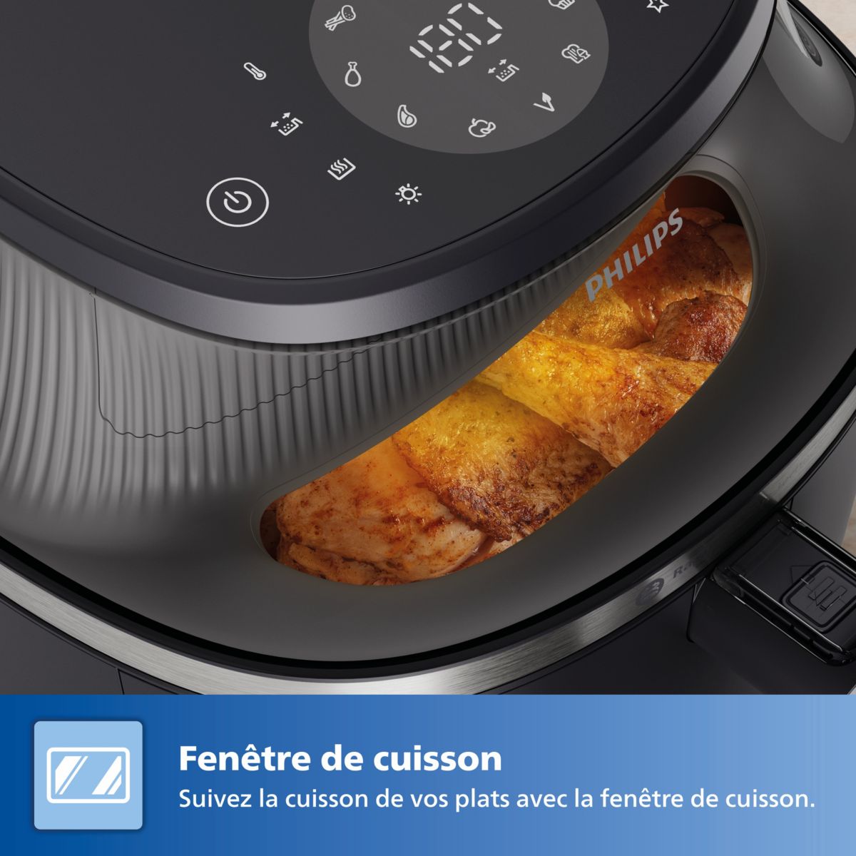 Airfryer NA332/00 Friteuse sans huile avec fenêtre de cuisson Noir/Doré, Série 3000 6.2L couleur unique, PHILIPS