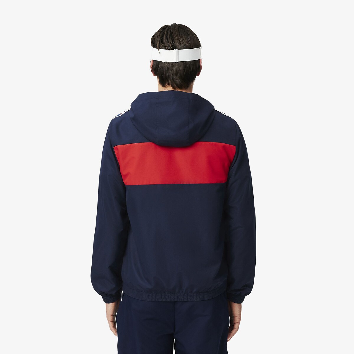 Blouson sport avec bande siglée Lacoste bleu marine/rouge, LACOSTE