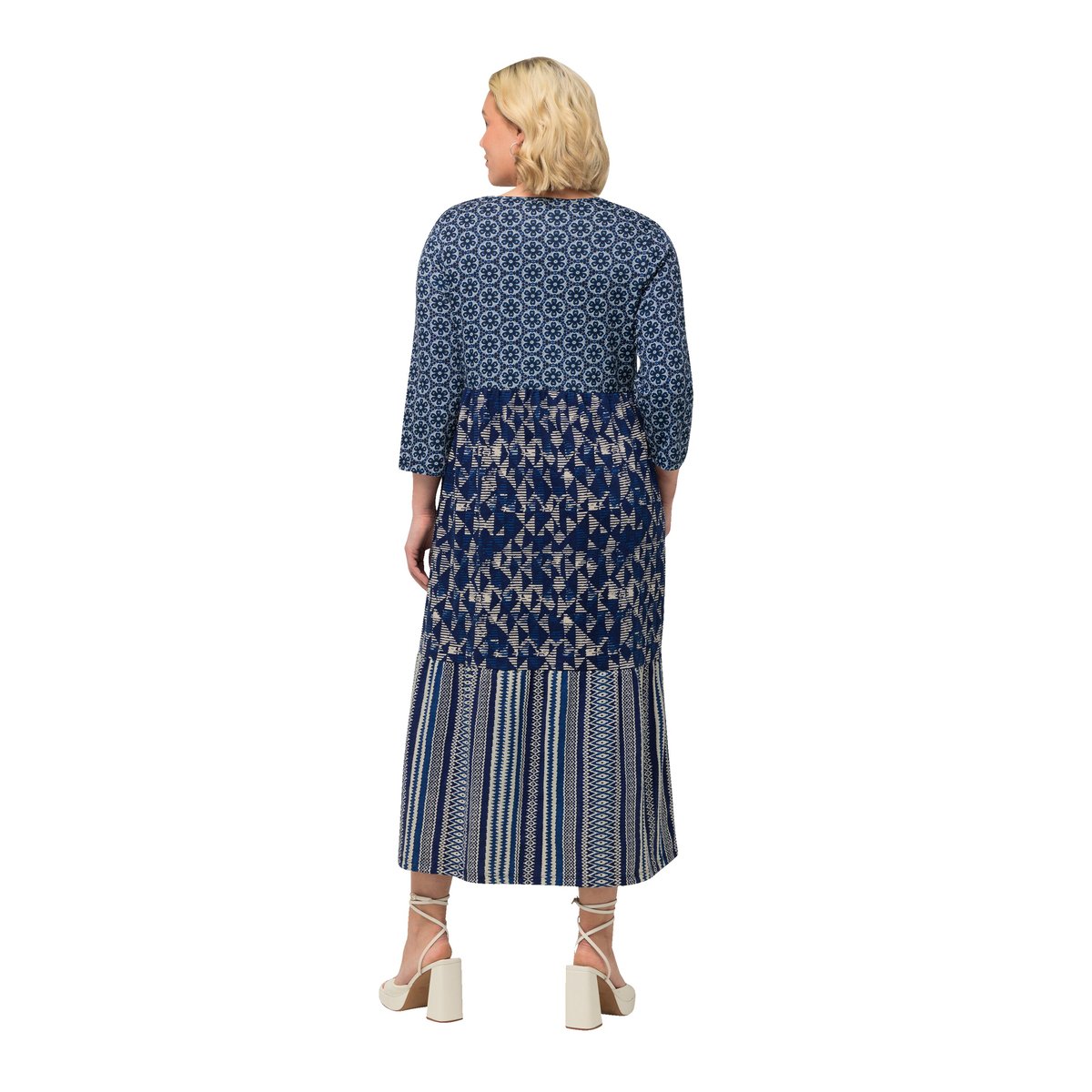 Robe en jersey coupe trapèze à mélange de marine, ULLA POPKEN