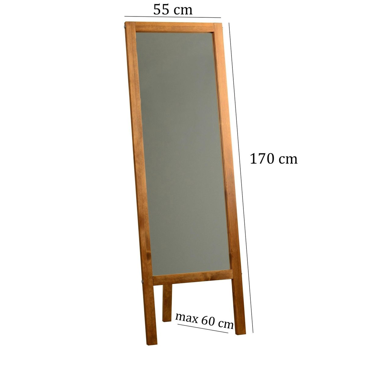 Miroir sur pied en bois avec crochets HILO bois marron, PIER IMPORT