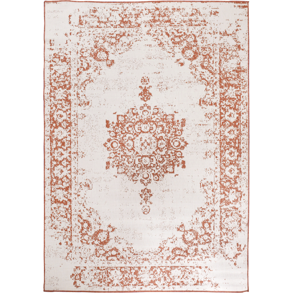 Tapis extérieur, kilim reversible LYN2 AU REVERSIBLE orange, crème, UN AMOUR DE TAPIS