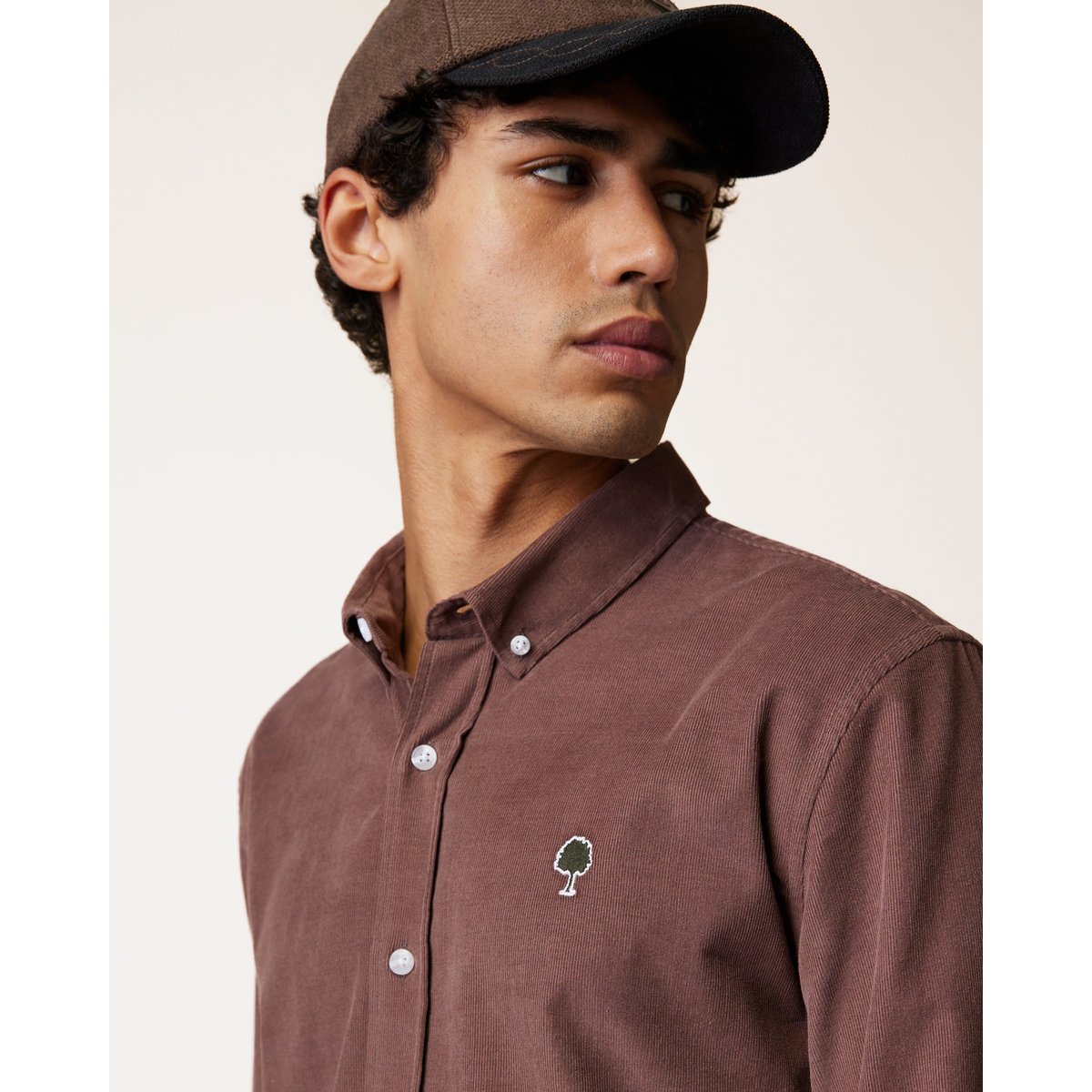 Chemise en velours côtelé violet grisé, FAGUO