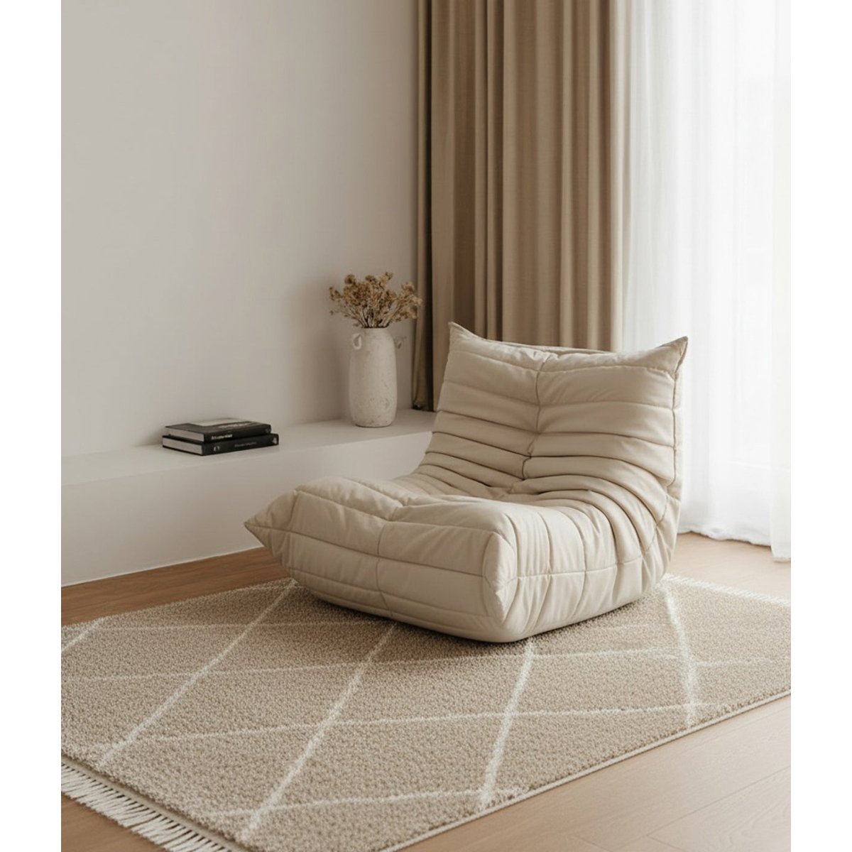 Tapis épais à franges doux et raffiné NILE brun naturel, AFK LIVING