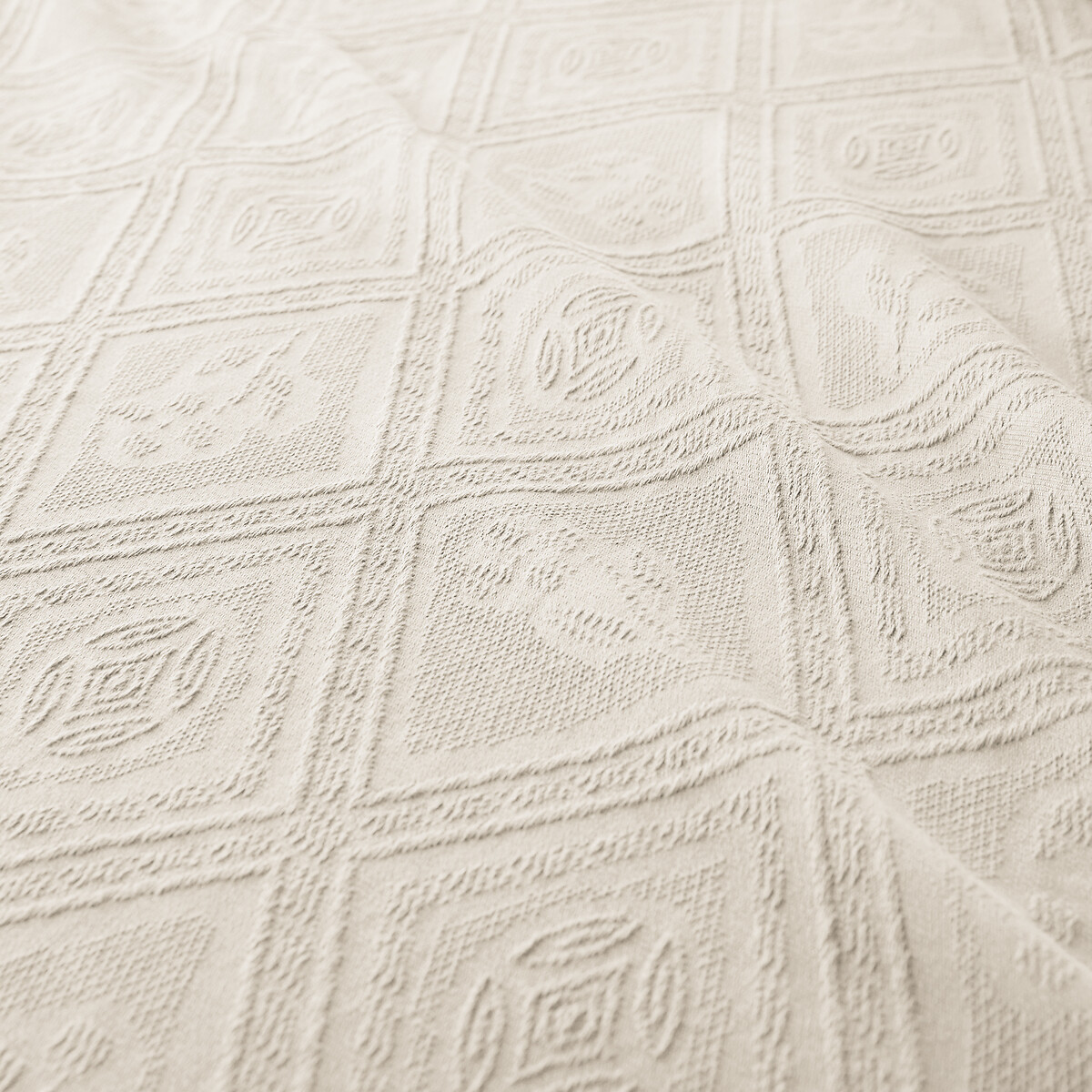Indo Cotton Jacquard Bedspread ecru , LA REDOUTE INTERIEURS